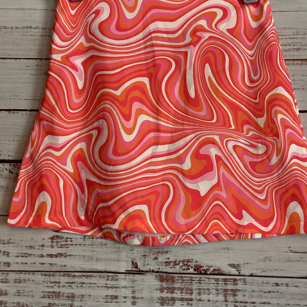 SHEIN Orange and Pink Swirl A-Line Skirt